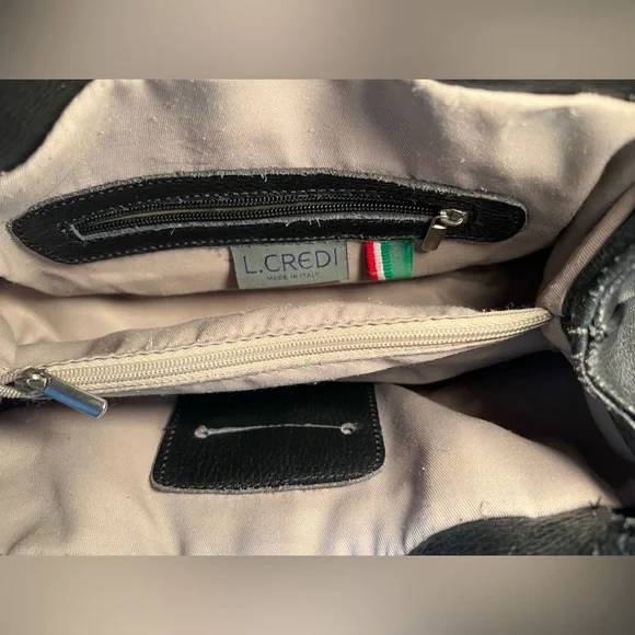 L Credi black pebbled leather made in Italy bag. See measurement in photos. - Picture 9 of 10